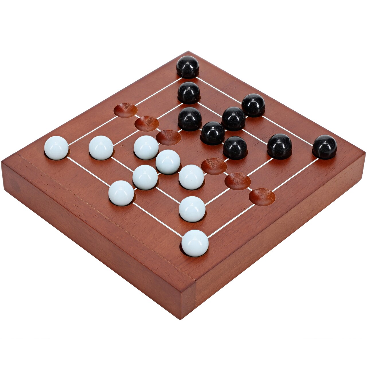 WE Games Nine Men's Morris Wooden Travel Game with Marbles - 5 inch Travel Size
